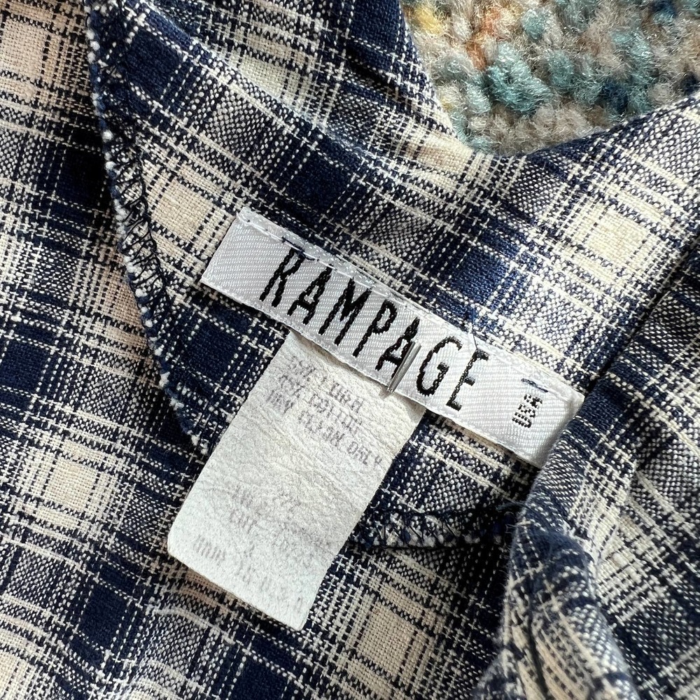 Vintage 1990s Blue Plaid Button Up Sleeveless Fitted Mini Dress - Picture 5 of 5